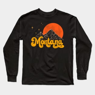 Vintage State of Montana Mid Century Distressed Aesthetic Long Sleeve T-Shirt